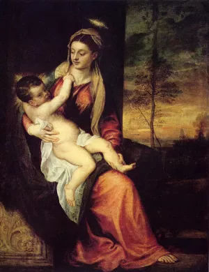 Mary with the Christ Child by Titian Ramsey Peale II - Oil Painting Reproduction