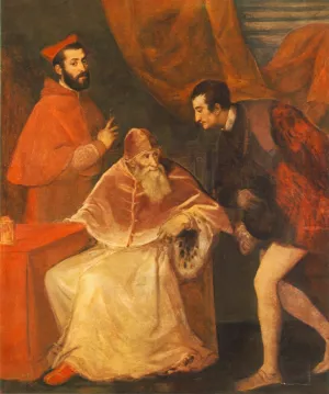 Pope Paul III and His Cousins Alessandro and Ottavio Farnese by Titian Ramsey Peale II Oil Painting