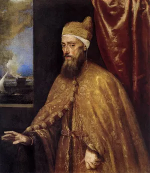 Portrait of the Doge Francesco Venier by Titian Ramsey Peale II Oil Painting