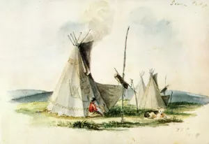 Sioux Lodge by Titian Ramsey Peale II - Oil Painting Reproduction