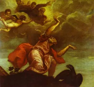 St. John the Evangelist on Patmos Oil painting by Titian Ramsey Peale II