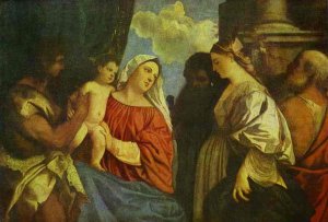 The Virgin and Child with Four Saints Oil painting by Titian Ramsey Peale II