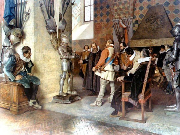 Comercio de Armaduras by Tito Lessi - Hand-Painted Oil Painting Reproduction