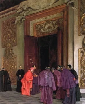 Receiving the Cardinal Oil painting by Tito Lessi