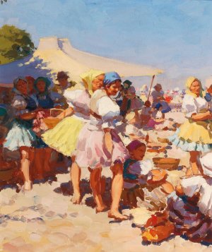 Market Scene by Tivadar Josef Mousson Oil Painting