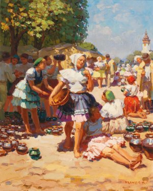 Pottery Market by Tivadar Josef Mousson Oil Painting