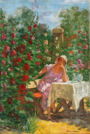 Summer in the Garden by Tivadar Josef Mousson Oil Painting