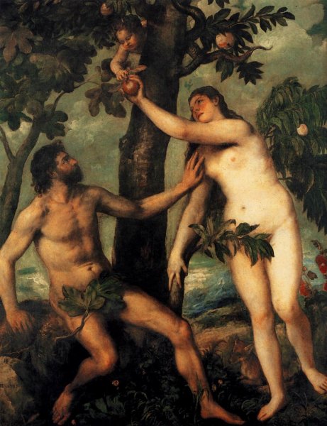 Main Product Photo of Adam and Eve Painting by Tiziano Vecellio