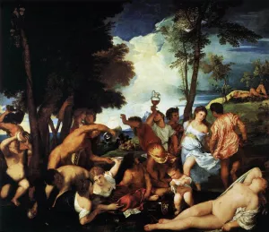 Bacchanal of the Andrians Oil painting by Tiziano Vecellio