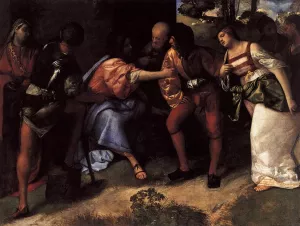 Christ and the Adulteress Oil painting by Tiziano Vecellio