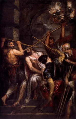 Crowning with Thorns by Tiziano Vecellio - Oil Painting Reproduction