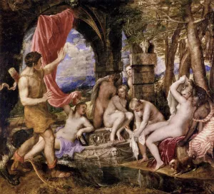 Diana and Actaeon by Tiziano Vecellio - Oil Painting Reproduction