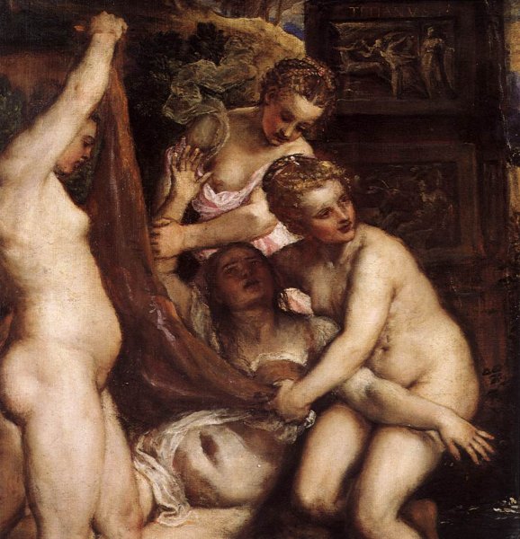 Main Product Photo of Diana and Callisto Detail Painting by Tiziano Vecellio