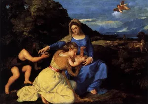Madonna and Child with Saints Oil painting by Tiziano Vecellio