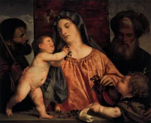 Madonna of the Cherries by Tiziano Vecellio Oil Painting