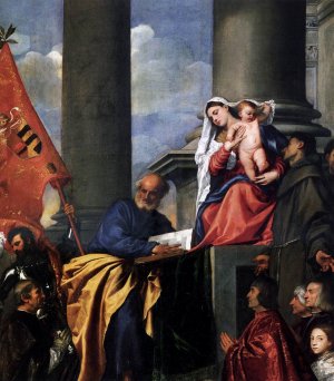 Madonna with Saints and Members of the Pesaro Family Detail