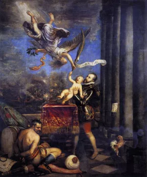 Philip II Offering Don Fernando to Victory Oil painting by Tiziano Vecellio