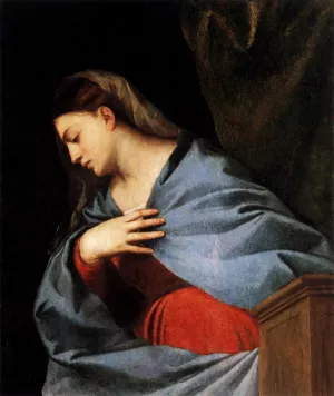 Polyptych of the Resurrection: Virgin Annunciate by Tiziano Vecellio Oil Painting