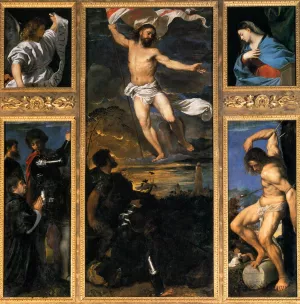 Polyptych of the Resurrection by Tiziano Vecellio Oil Painting