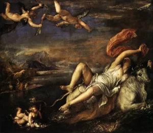 Rape of Europa by Tiziano Vecellio - Oil Painting Reproduction