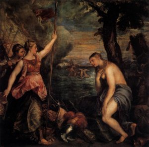 Spain Succouring Religion by Tiziano Vecellio Oil Painting