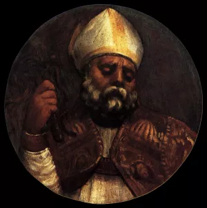 St Ambrose Oil painting by Tiziano Vecellio