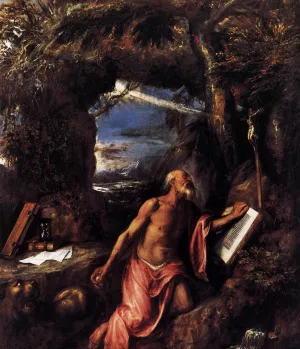 St Jerome by Tiziano Vecellio Oil Painting