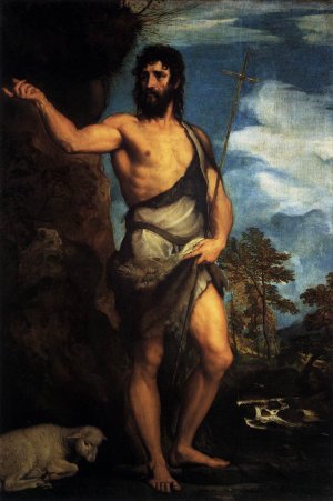 St John the Baptist in the Desert by Tiziano Vecellio Oil Painting