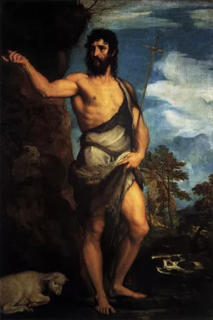 St John the Baptist in the Desert by Tiziano Vecellio - Oil Painting Reproduction