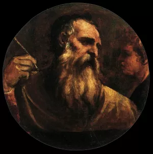 St Matthew by Tiziano Vecellio Oil Painting