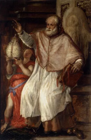 St Nicholas by Tiziano Vecellio - Oil Painting Reproduction