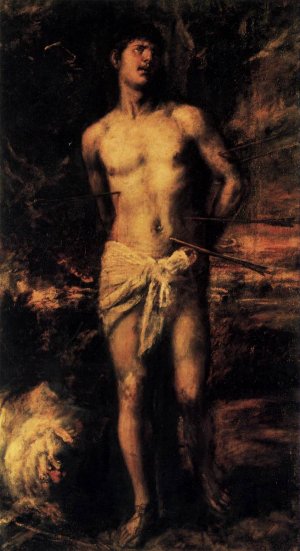 St Sebastian Oil painting by Tiziano Vecellio