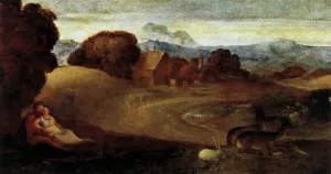 The Birth of Adonis Detail by Tiziano Vecellio - Oil Painting Reproduction