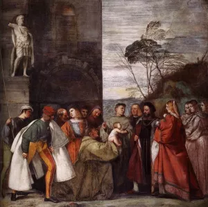 The Miracle of the Newborn Child by Tiziano Vecellio Oil Painting
