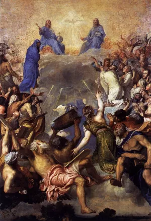 The Trinity in Glory by Tiziano Vecellio - Oil Painting Reproduction