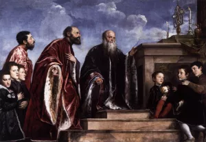 The Vendramin Family Venerating a Relic of the True Cross by Tiziano Vecellio Oil Painting