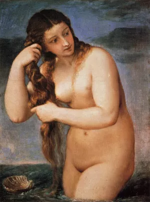 Venus Anadyomene by Tiziano Vecellio - Oil Painting Reproduction