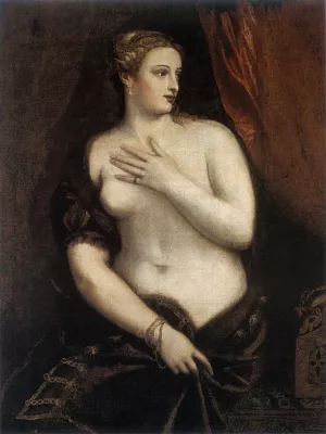 Venus with a Mirror by Tiziano Vecellio Oil Painting
