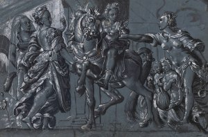 A rider at the crossroads by Tobias Stimmer Oil Painting