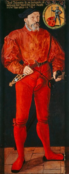 Portrait of the Zurich Standard-Bearer Jacob Schwytzer by Tobias Stimmer Oil Painting