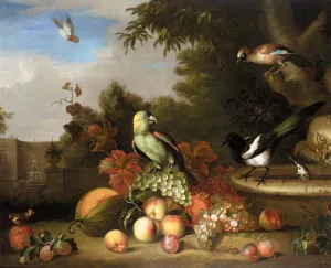 Still-Life of Fruit and Birds painting by Tobias Stranover
