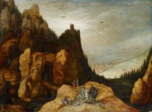 Alpine Landscape with Castle by Tobias Verhaecht Oil Painting