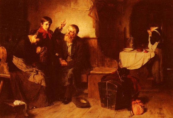 Depart De La Famille by Toby Edward Rosenthal - Hand-Painted Oil Painting Reproduction