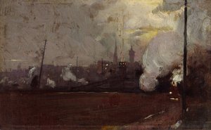 Evening train to Hawthorn by Tom Roberts Oil Painting