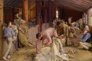 Shearing the rams by Tom Roberts Oil Painting