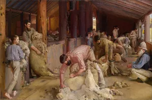 Shearing the rams by Tom Roberts Oil Painting