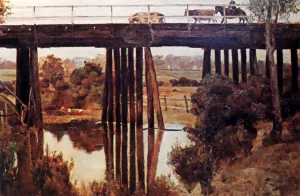 Winter Morning after Rain, The Old Bridge, Gardiner's Creek by Tom Roberts - Oil Painting Reproduction