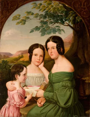 Portrait of Three Sisters from the Hausner Family by Tomasz Tyrowicz Oil Painting