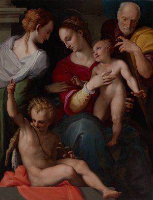 Holy Family with the Mystic Marriage of Saint Catherine by Tommaso D'Antonio Manzuoli Oil Painting