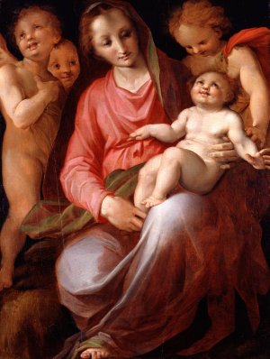 Madonna And Child With Infant St John by Tommaso D'Antonio Manzuoli Oil Painting